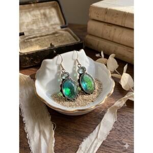 Vintage Sterling Silver Teal Gemstone Earrings